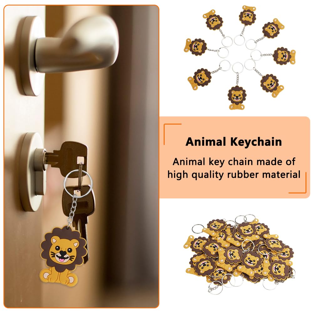 10 Porte-clés Lion En Silicone Souple Pour Enfants - Avec Boîte Cadeau - Cadeau D'anniversaire, Fête