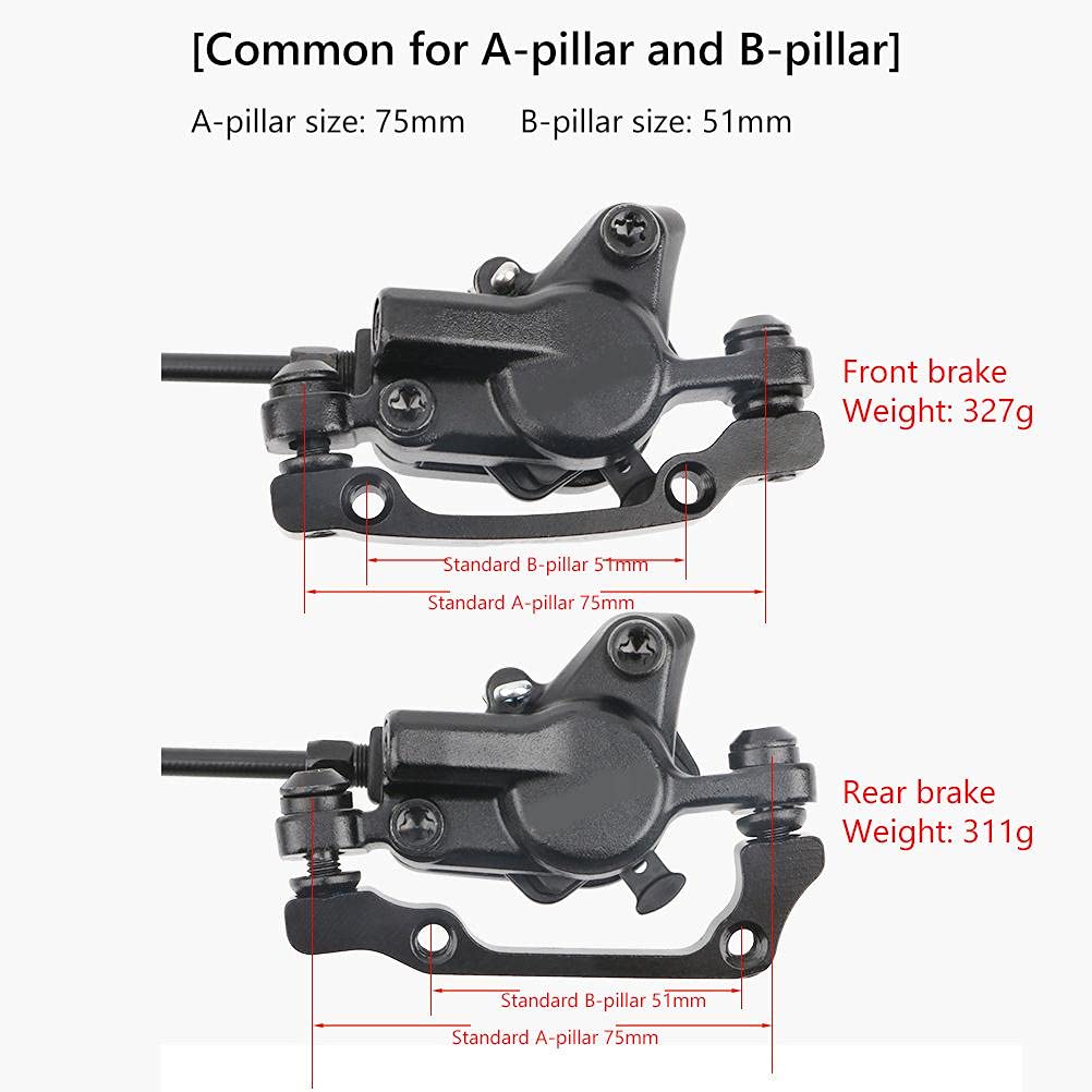 Alomejor Hydrauliczne Hamulce Tarczowe, Zestaw Hamulców ze Stopu Aluminium z dźwignią na 3 Palce, wąż Przedni 800 Mm i wąż Tylny 1400 Mm do Rowerów Górskich
