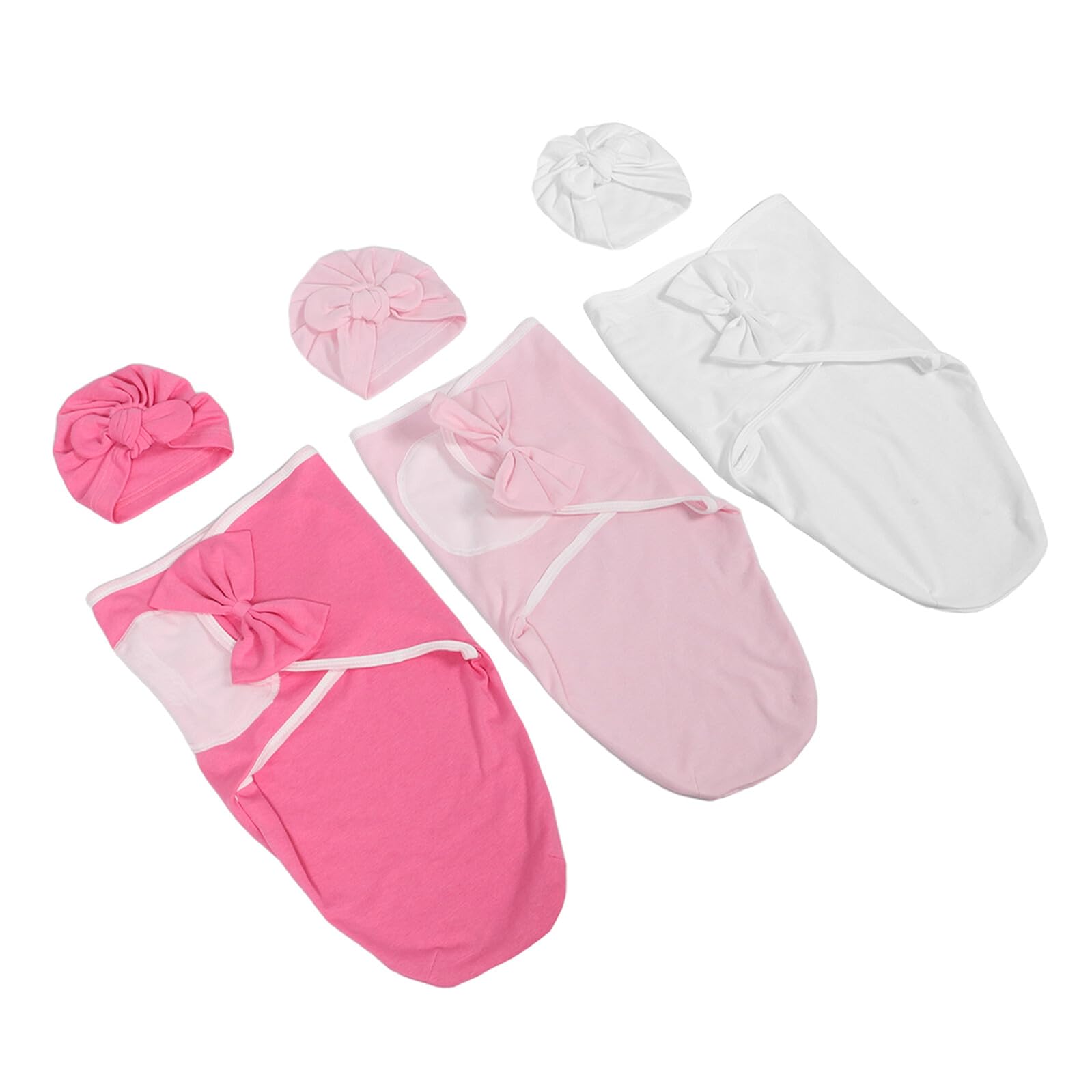 BESTonZON 3sätze Pucktücher für Neugeborene Inklusive Schlafsack und Mütze aus Weicher Baumwolle für Kuscheligen Schlaf als Geschenkset für Mädchen