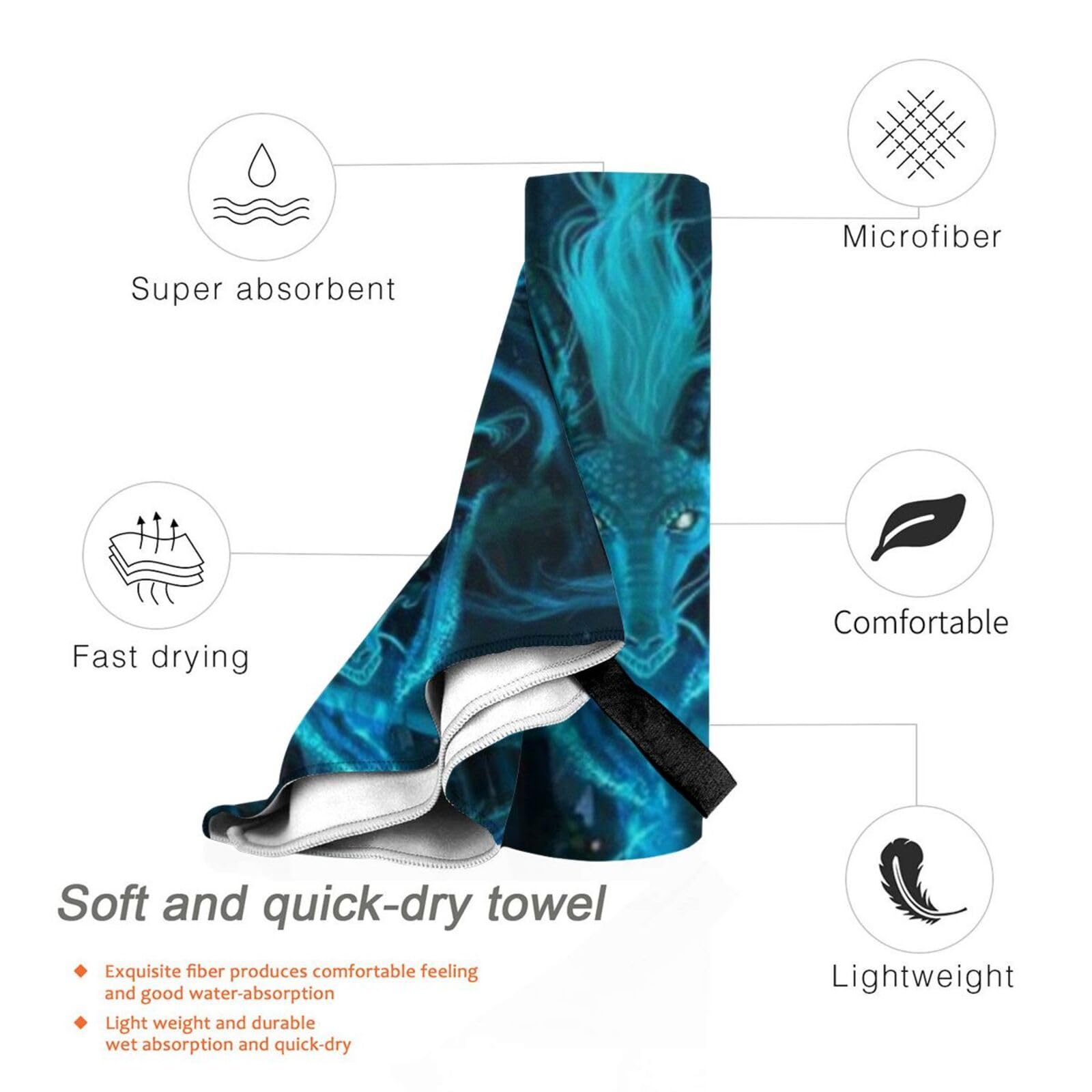 Serviette à Séchage Rapide pour Chien Teckel, Serviette en Microfibre Ultra-absorbante Et Légère pour Les Aventures en Plein Air Et La Maison, Blue Dragon and Girl, 27.5"x55"