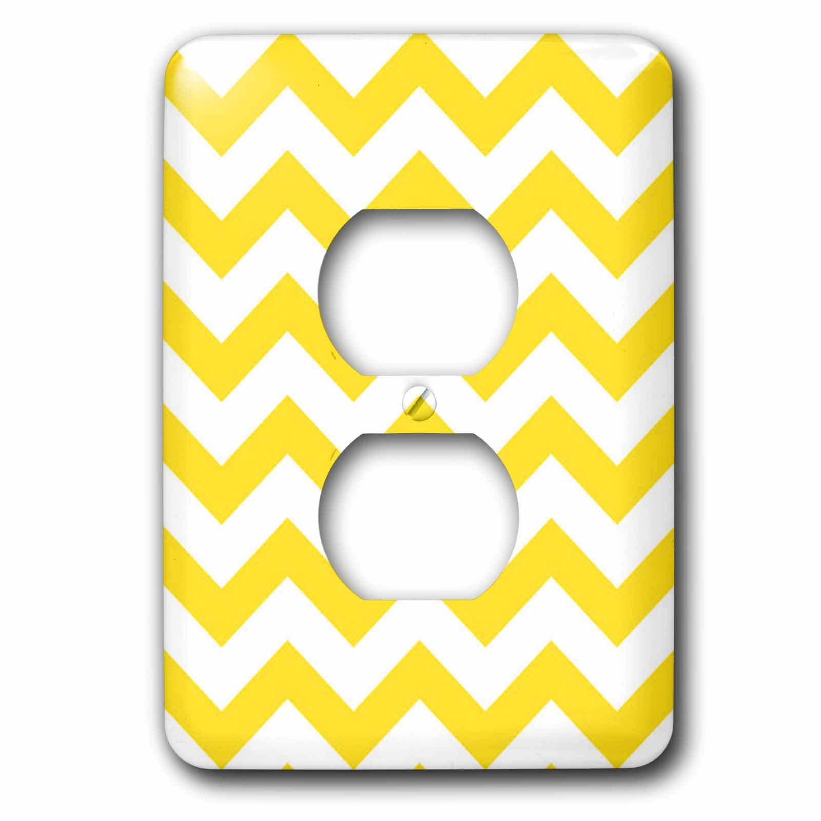 2 prises Chevron Jaune et Blanc 3dRose Lsp_164002_6 pour décoration murale
