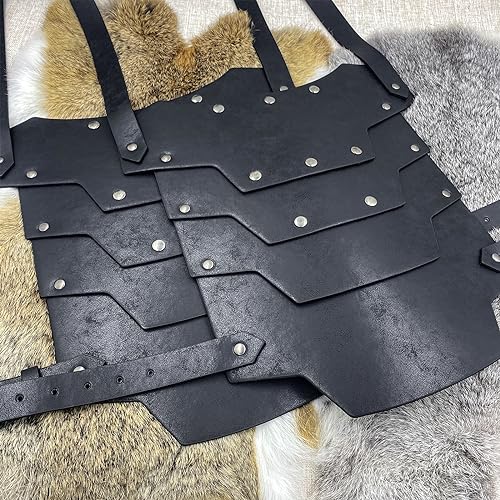 hiifeuer medieval faux leather double pauldron vintage mercenary knight shoulder armor for larpcosplay ren faire