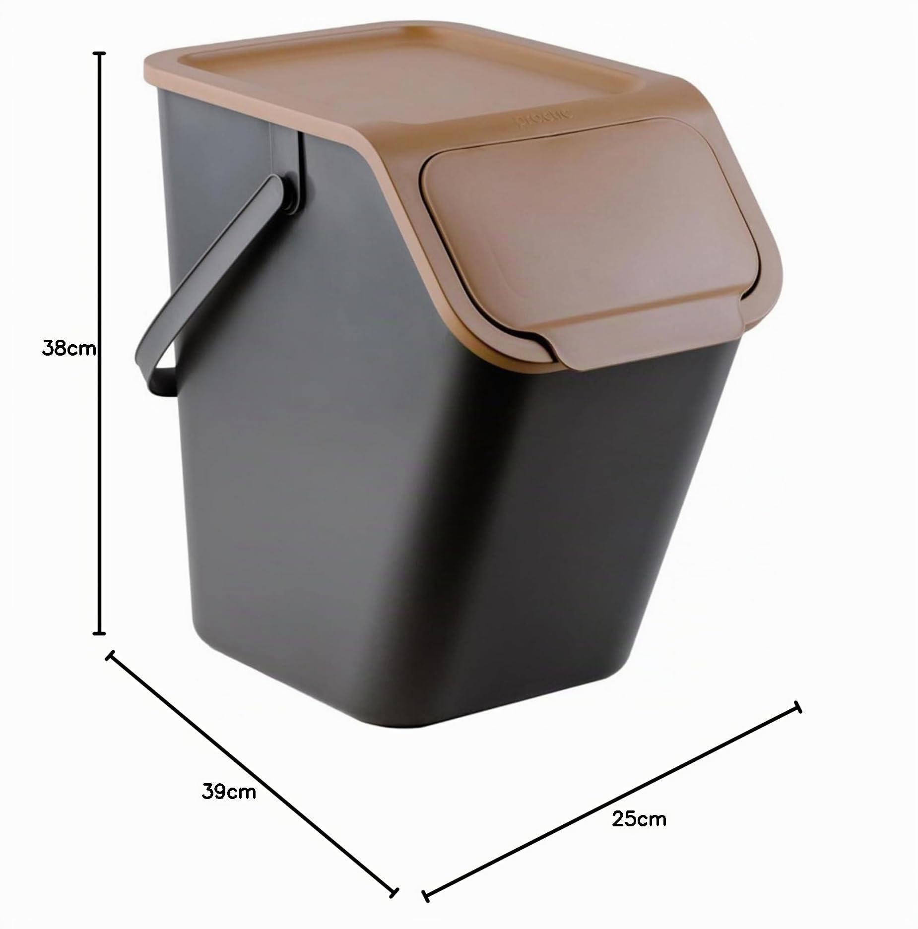 Practic Cubos de Basura 4x25L, Juego de Contenedores para Segregación, Color Negro, Bini 10100599