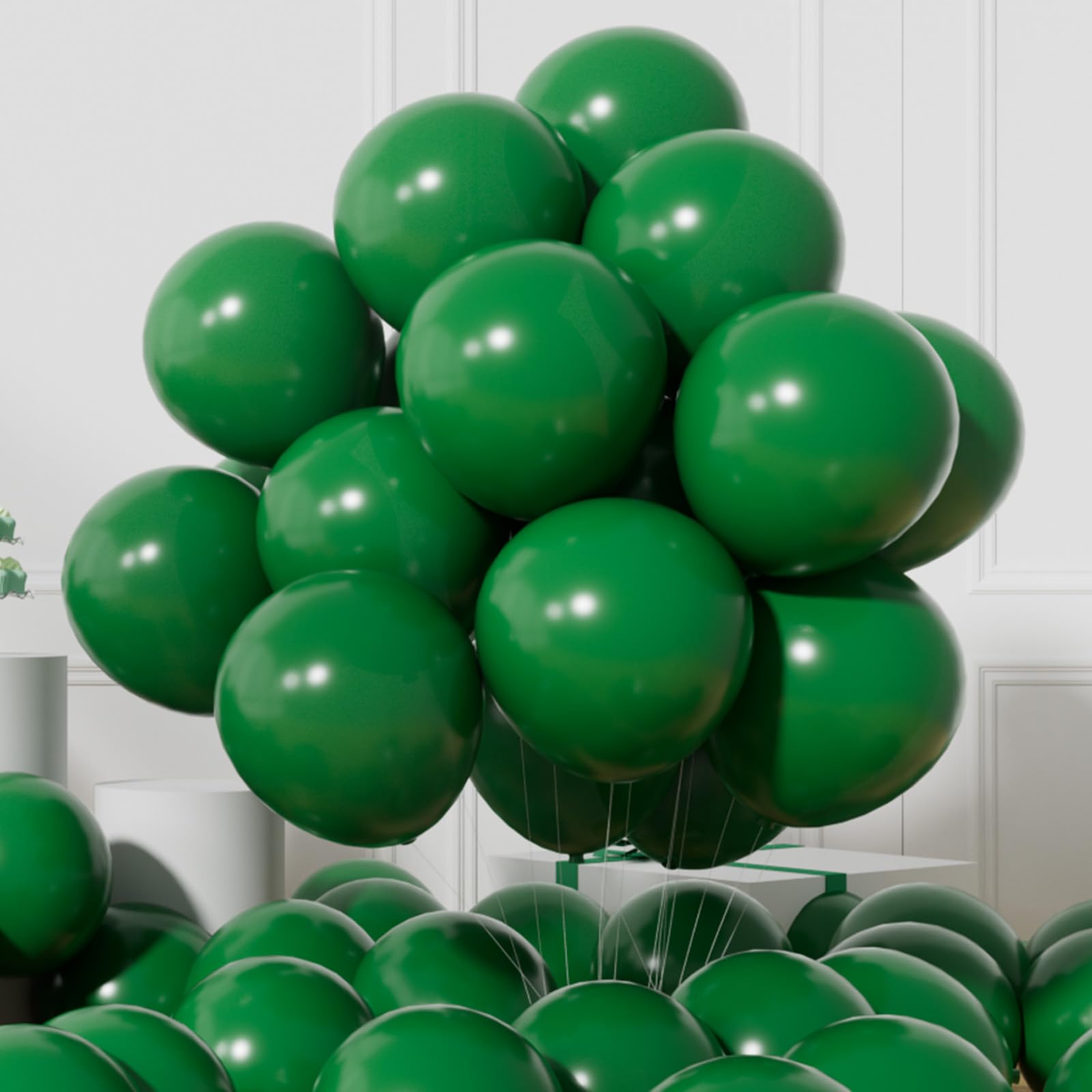 AULE Dark Green Balloons: 12 inch 50 Pcs Emerald Green Latex Helium Balloons for Birthday St Patricks Day Christmas Forest Wedding Graduation Decoration
