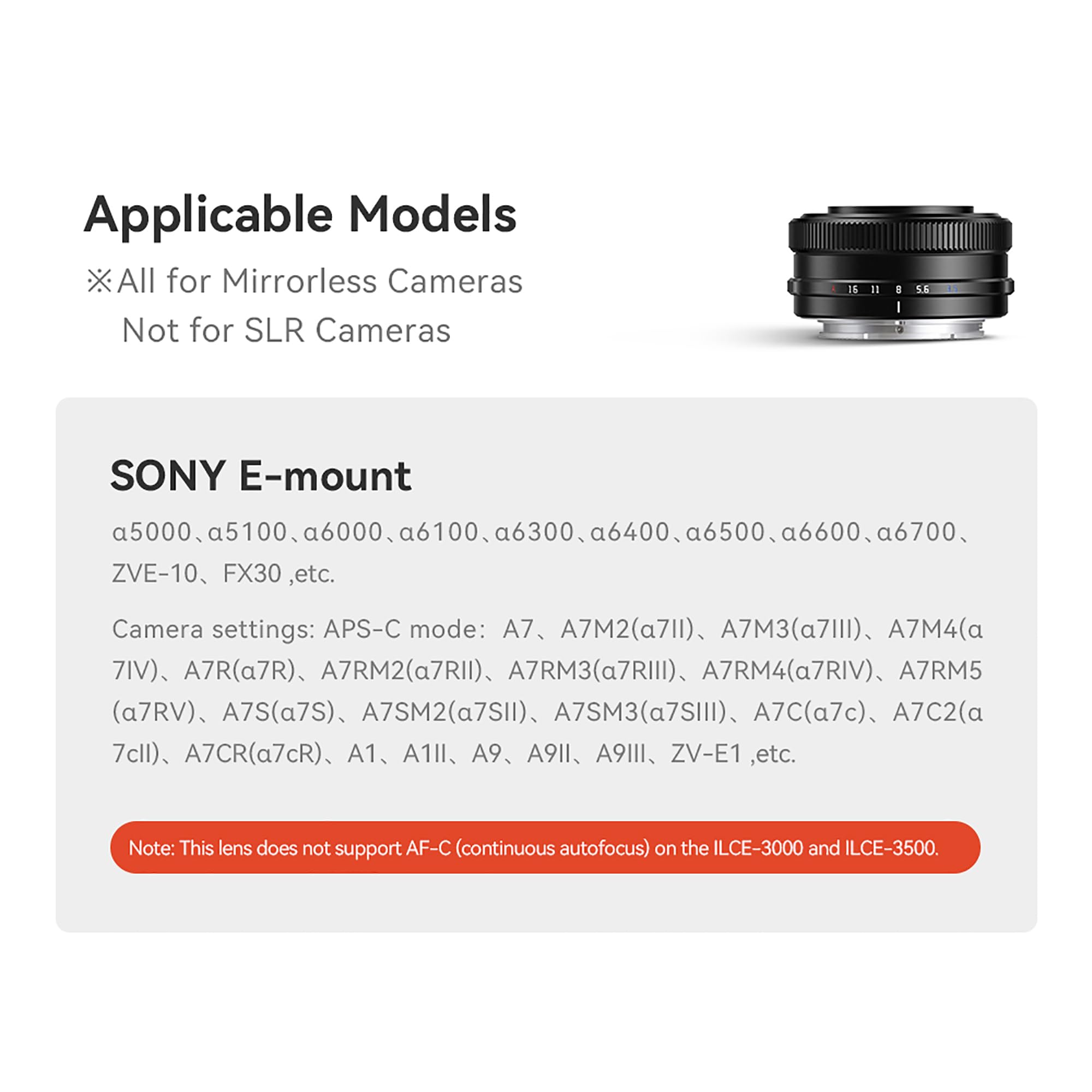 TTARTISAN Objectif 14mm F3.5 pour Monture Sony E APS-C Mise au Point Automatique Objectif Ultra Grand Angle
