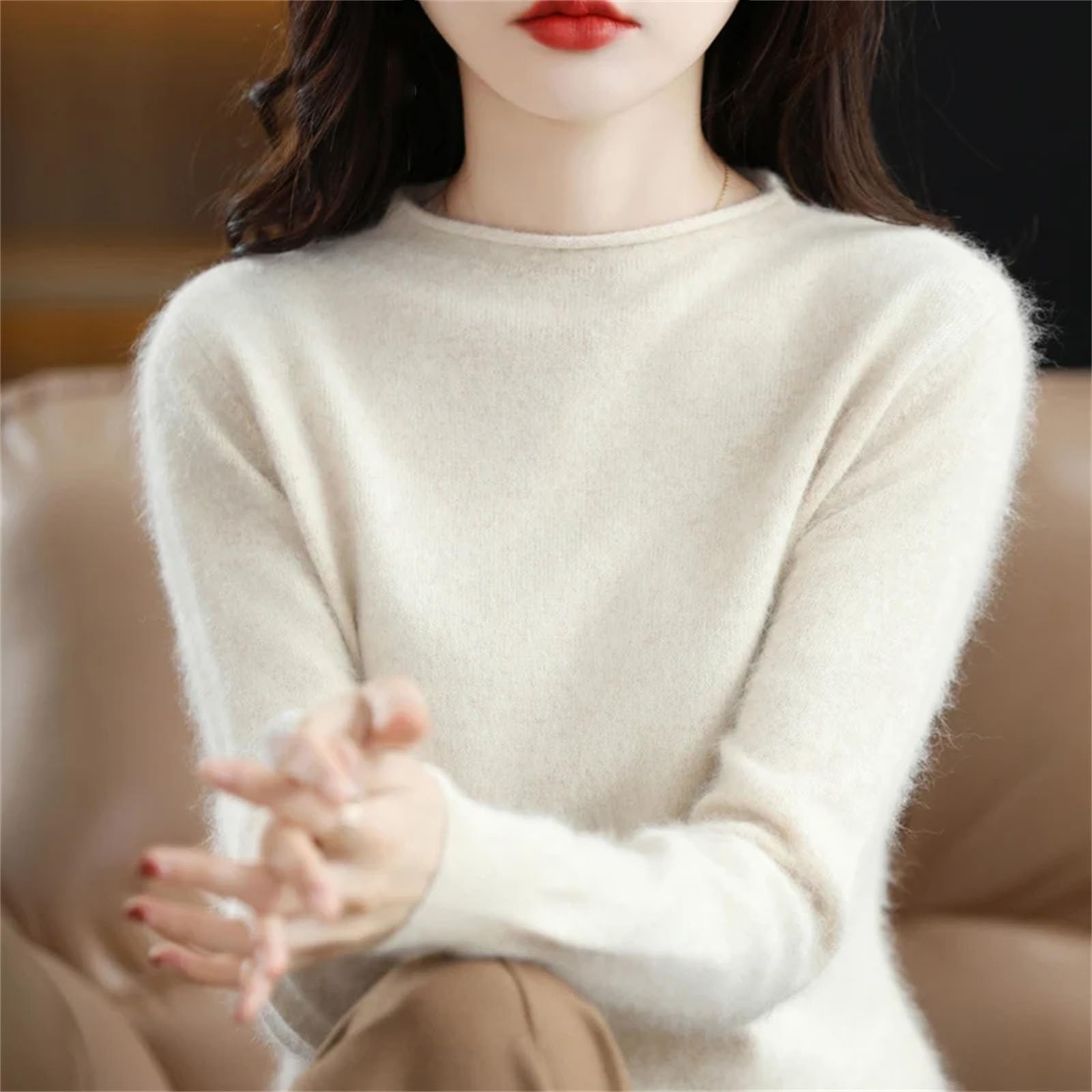Maglione da Donna Autunno E Inverno con Scollo A O, Top Casual Lavorato A Maglia Allentato