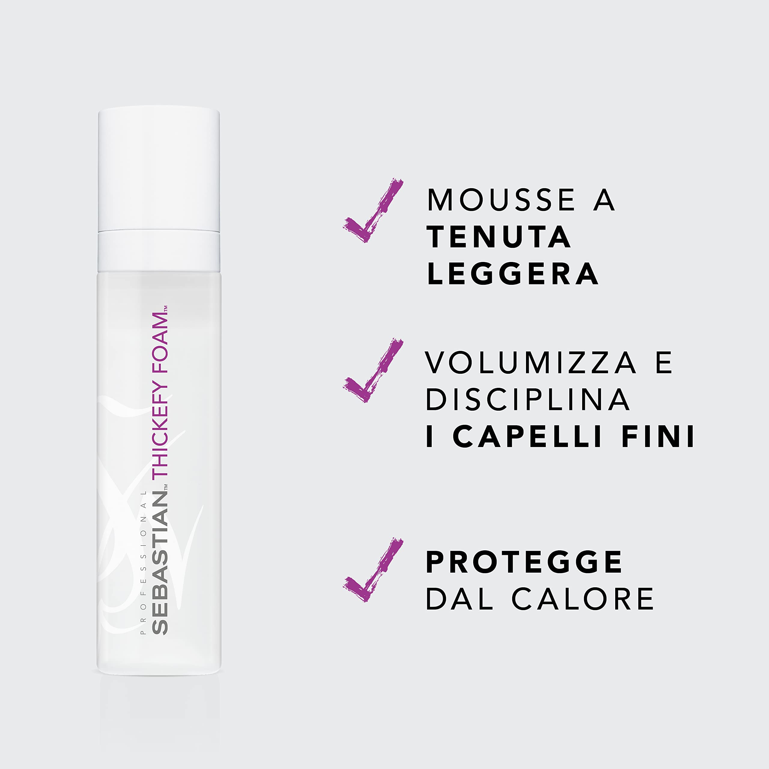 Sebastian Professional Thickefy Foam, Mousse Volumizzante, Dona Corpo, Volume Leggero e Sostegno Senza Peso, Per Capelli Fini, Formula da Liquida a Schiuma, 200ml