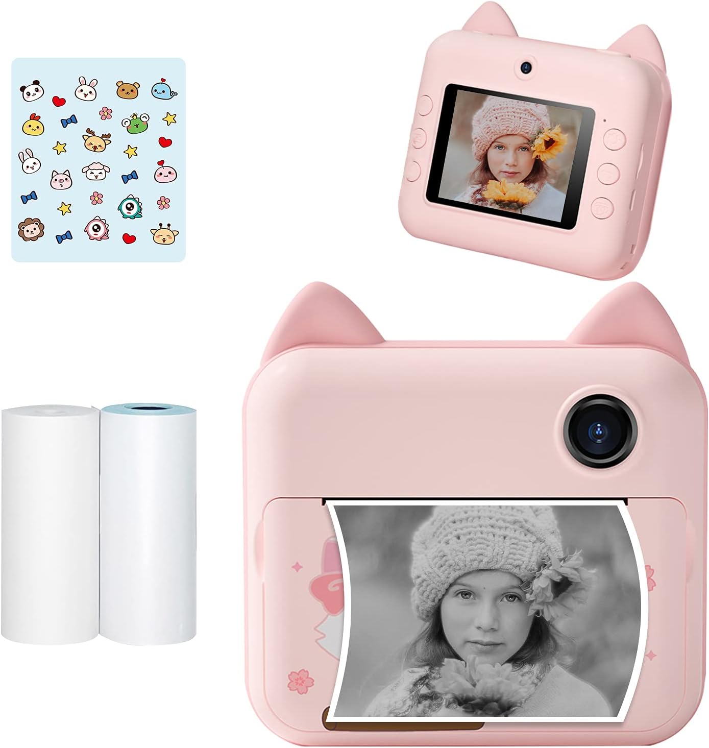 Cámara Infantil Instantánea 1080P Para Niños 4-10 Años - Imprime Fotos En Blanco Y Negro (Azul)