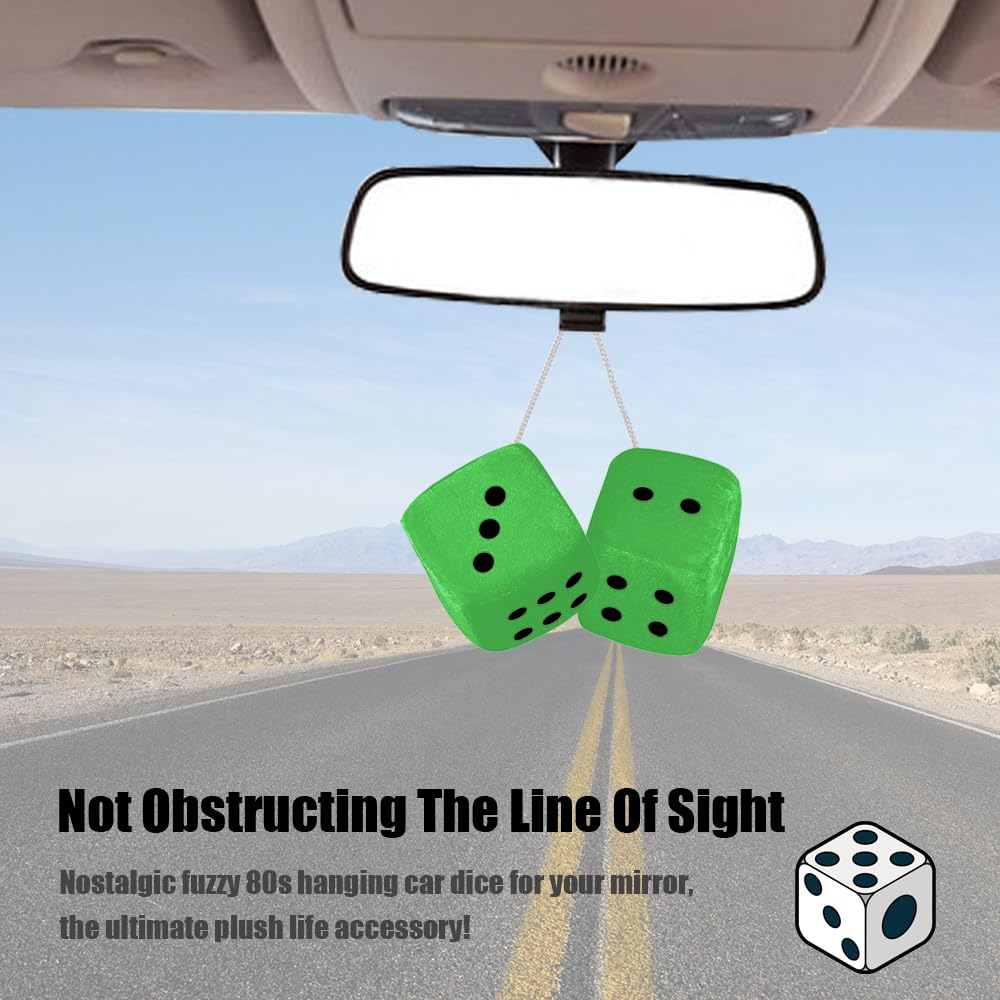 Voiture Rose Paire De Dés En Peluche Pour Rétroviseur De Voiture - Style Rétro - 7 Cm - Avec Pois Blancs - Décoration D'intérieur De Voiture - Bleu Deco Retroviseur Voiture Interieur