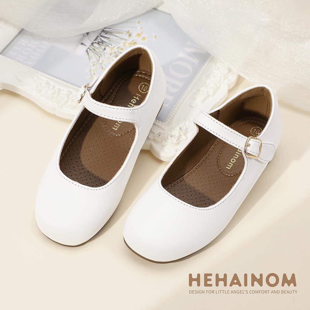 Hehainom Girls Dress Shoes Mary Jane Ballet Flats Little Big Kids Flower Girl Low Heels School Wedding Party Shoes - Image 3