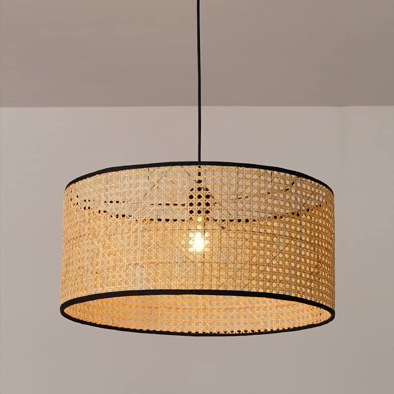Lámpara colgante de mimbre industrial con pantalla tejida a mano 7