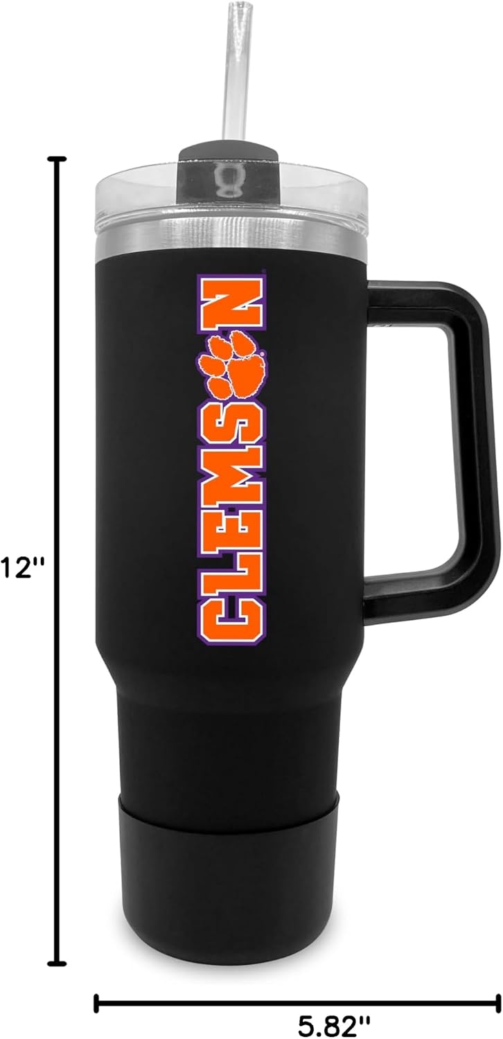 The Fanatic Group Clemson University 40oz. Tumbler with Handle and Straw - Black