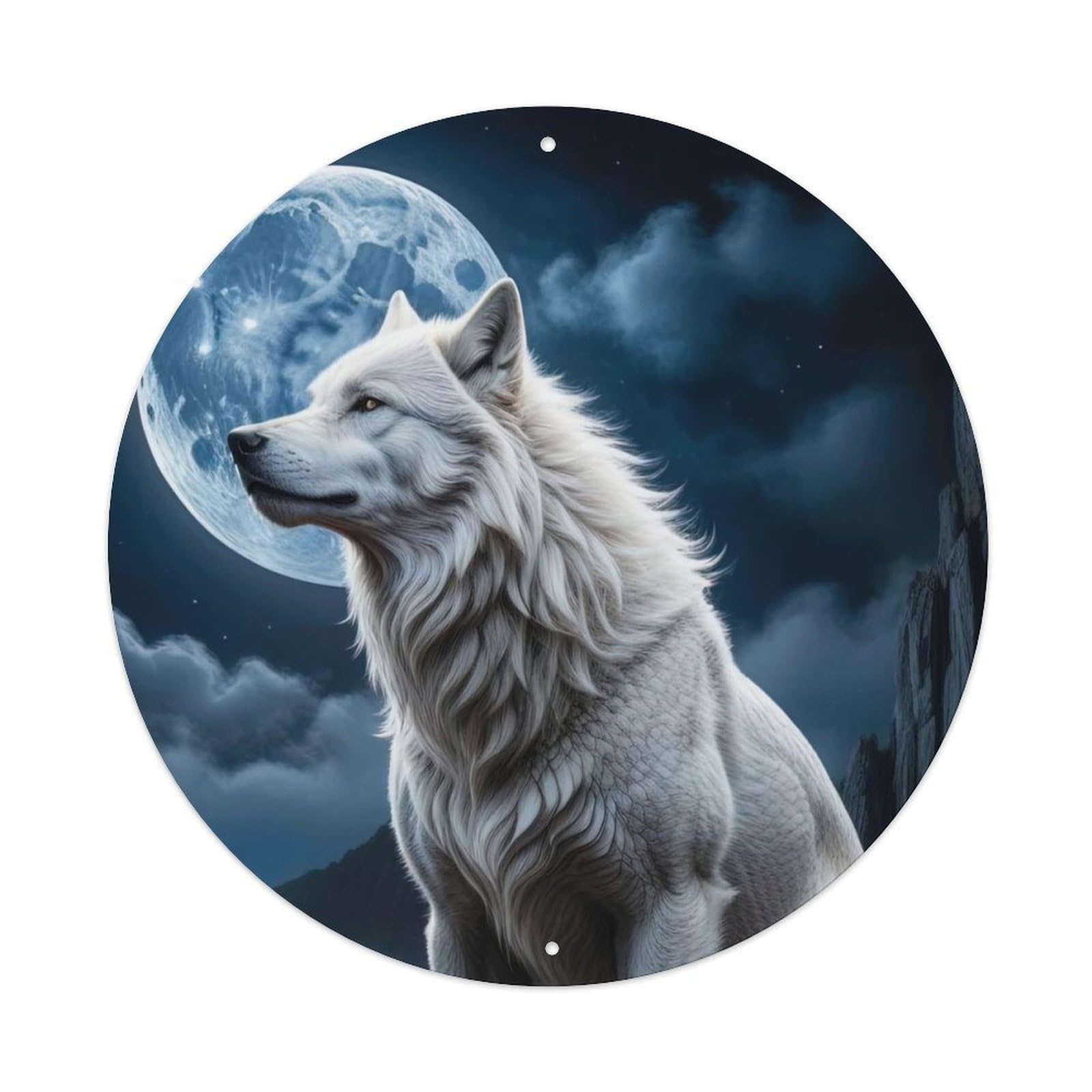 Animal Artwork Poster Wolves in The Moonlight Night Metal Tin Sign
