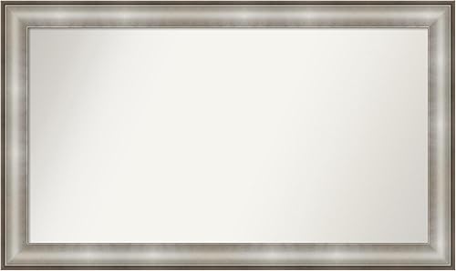 Amanti Art Espejo de baño plateado para sobre fregadero, 28 x 47 pulgadas, espejo rectangular de plata imperial, marco de madera tradicional de gran