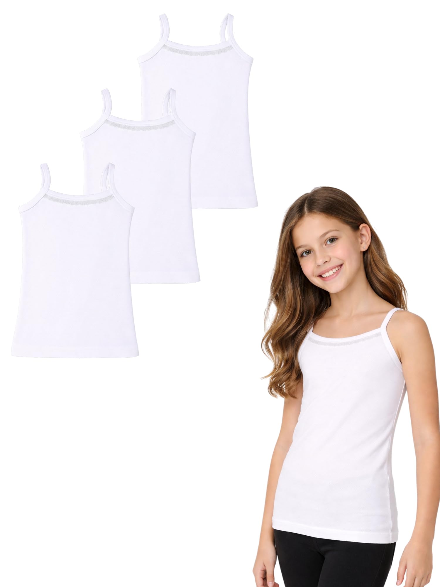 bodycare Kids Girls Regular fit Plain Vest White 100% Cotton | Soft Comfortable | Skin Friendly | Innerwear | Pack of 3-picture-10