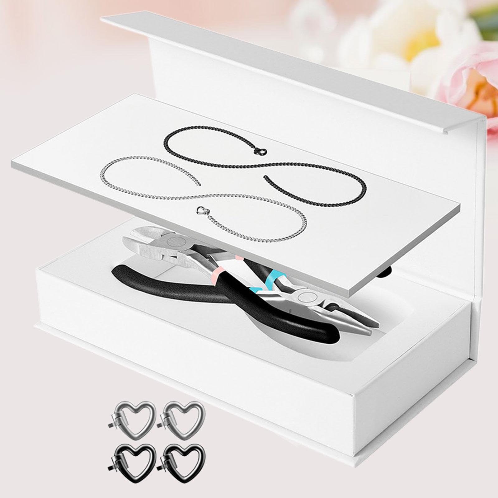 2 Pezzi Bracciale Permanente Set Braccialetti Coppie Kit Creazione Gioielli Materiale Acciaio Inox Argento Inclusi Strumenti Adatti a Regalo, 1 Nero 1 Argento