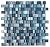 Glossy Blue and Blue Stone Random Brick Cubes Pattern Glass Mosaic Tiles for Bathroom and Kitchen Walls Kitchen Backsplashes
