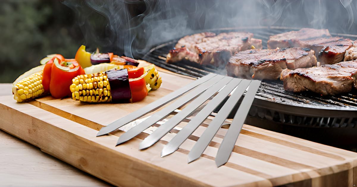 Edelstahl Adana Grillspieße/Schaschlikspieße/Fleischspieße extra breit 24mm und 450mm lang (20)
