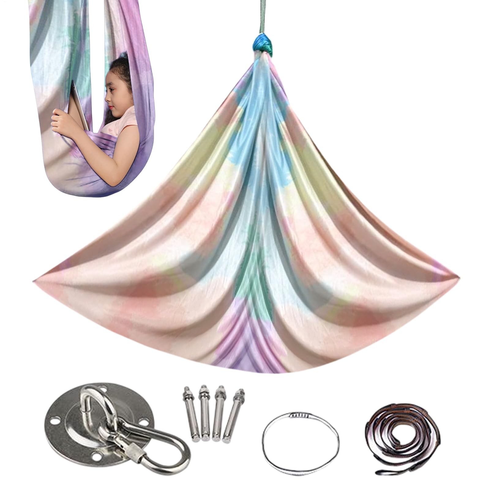 Sturdy Yoga Swing, Fitness Aerial Hammock, Lightweight 6x5 Ft Swing with Adjustable Straps, Compact Nylon Fabric Hammock, Yoga Stretch Equipment with Ergonomic Design, Ergonomic Swings for Exercise