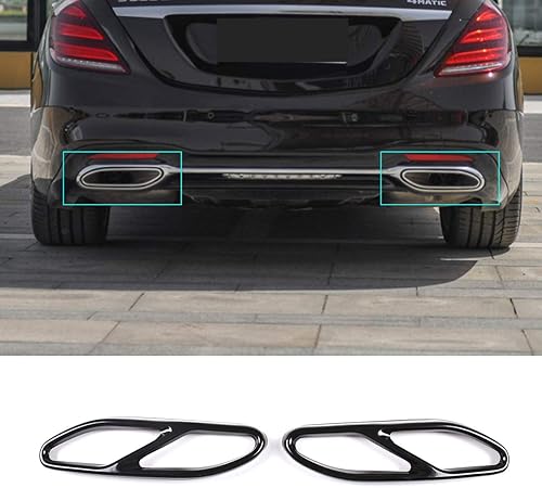 Tapacubos de acero inoxidable para Mercedes Benz Clase S W222 2018-2019 (negro brillante, 2018-2019)