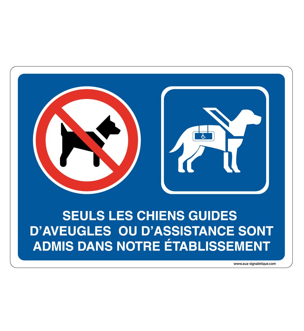 Panneau de Signalisation Chiens Guides Admis pour Réguler les Animaux Domestiques