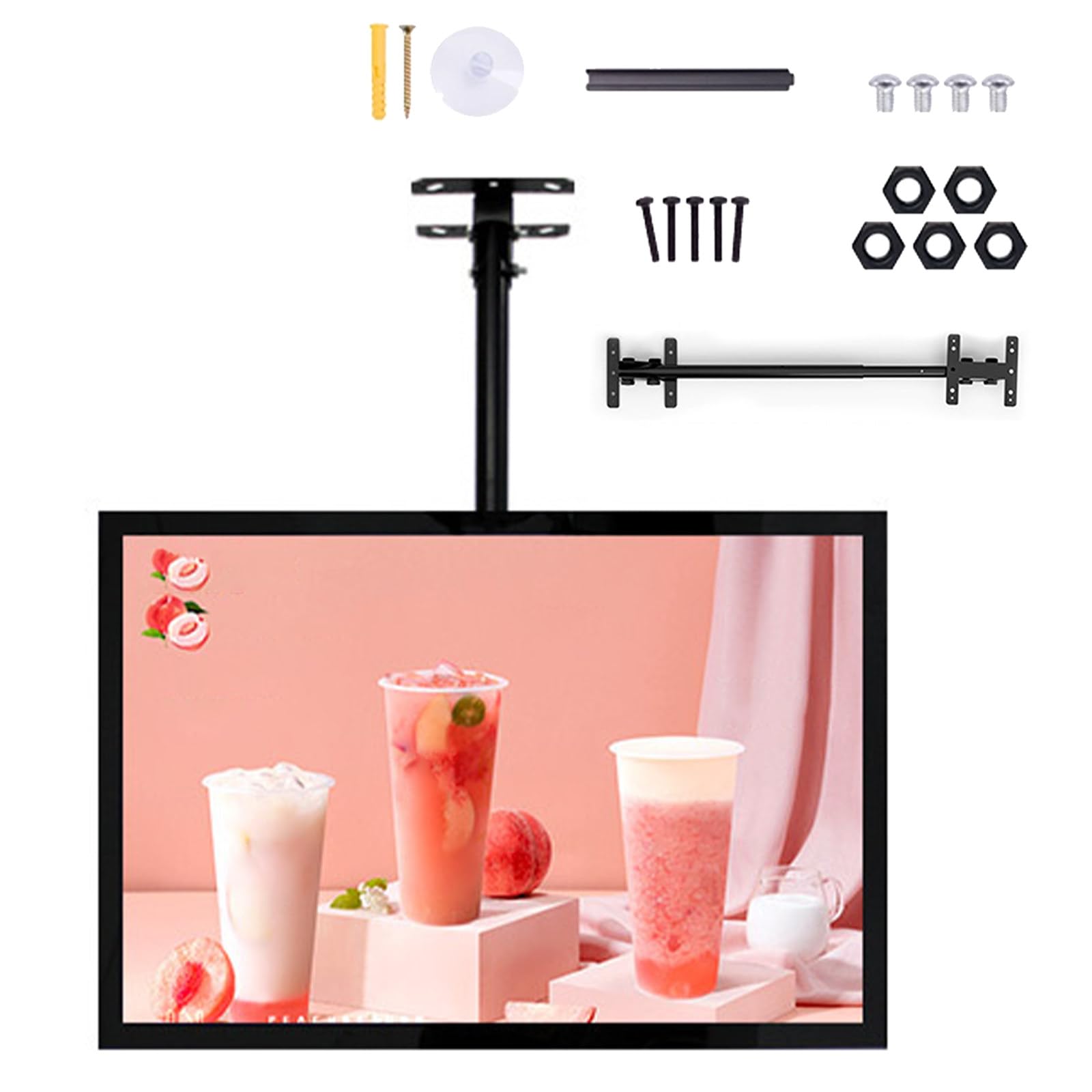 Lavagna menu per ristoranti, display digitale retroilluminato a LED con cornice a cambio rapido per bar, panetterie, fast food, slim fit, 60 x 70 cm, 1 pezzo