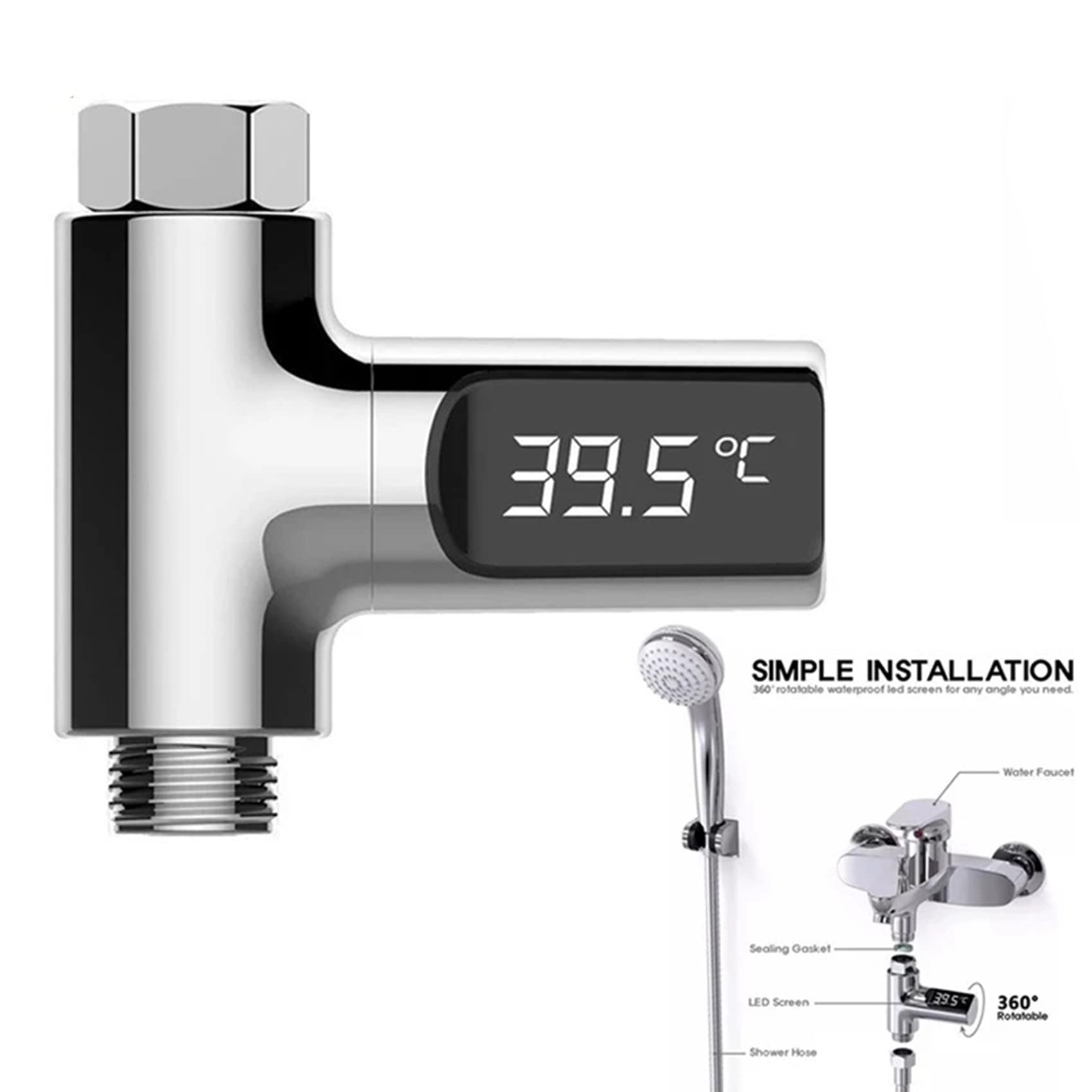 2X Display Un LED Termometro per Doccia con Acqua per La Casa Misuratore di Temperatura Monitor Cucina Bagno Casa Intelligente Cura del Bambino