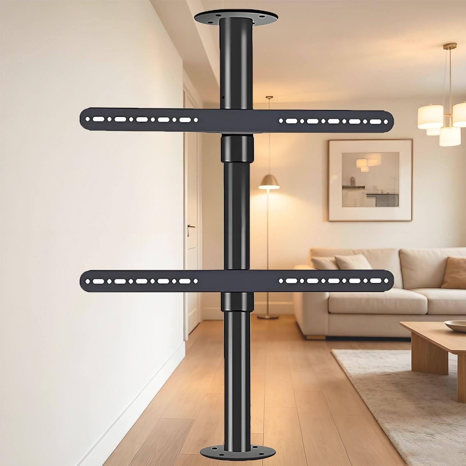 Jozyjul Multicolor Support Tv Pivotant Et Inclinable À Rotation Complète - Cadre Rotatif À 360° Pour Téléviseur Lcd, Support De Sol Pivotant, Base Pivotante Pour Meuble Tv 1.7-2.05M