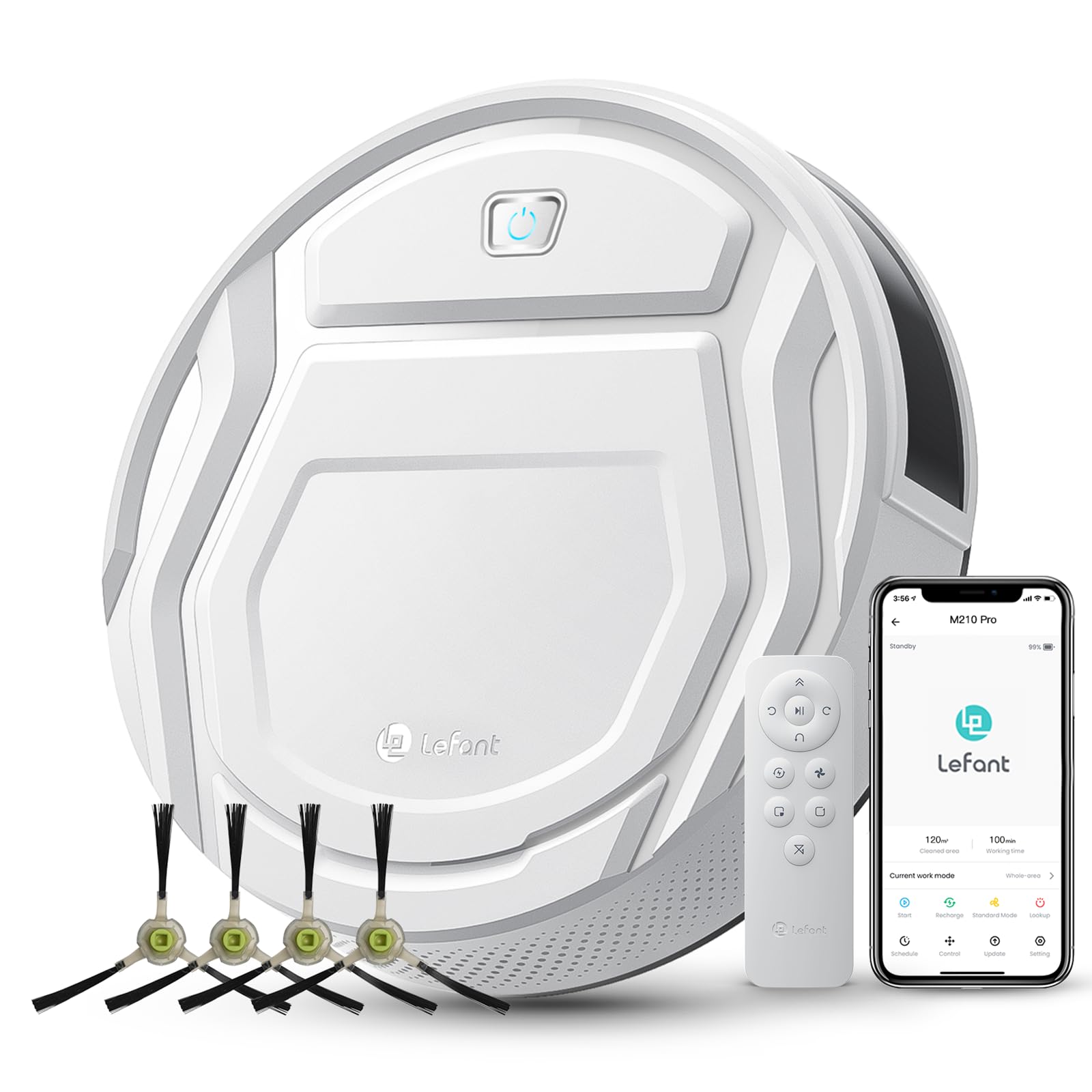 Lefant M210 Pro Robot Vacuum Cleaner - 2200Pa Strong Suction, Pet-Friendly, 120 Mins Runtime, Slim Design, Wifi/App/Alexa Control