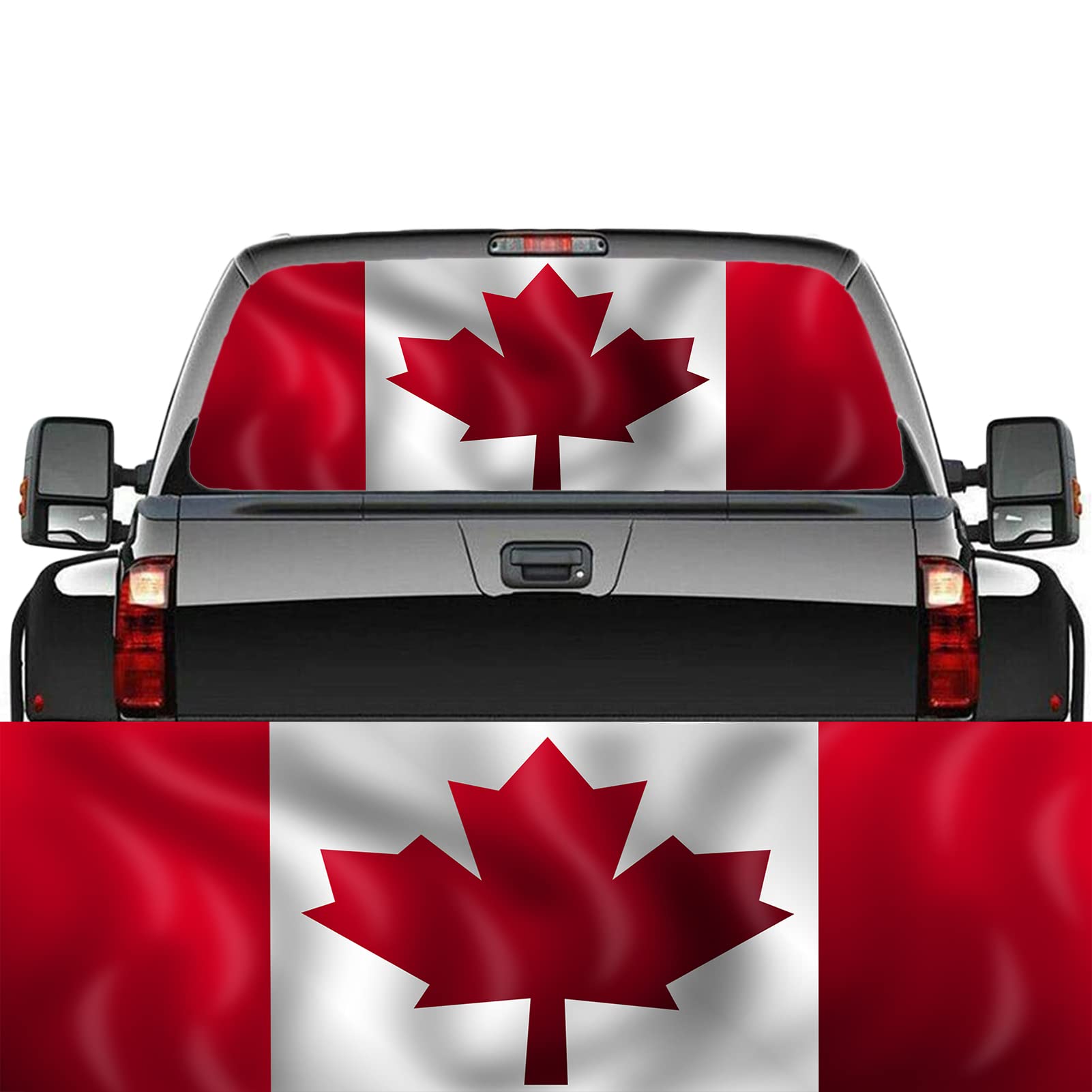 CUSENA Rear Window Decals for Trucks, Pickup Truck Canada Flag Back Window Tint Graphic Perforated Vinyl Truck Stickers The Canadian Flag Pickup Truck Back Window Stickers,D,66x29 inch