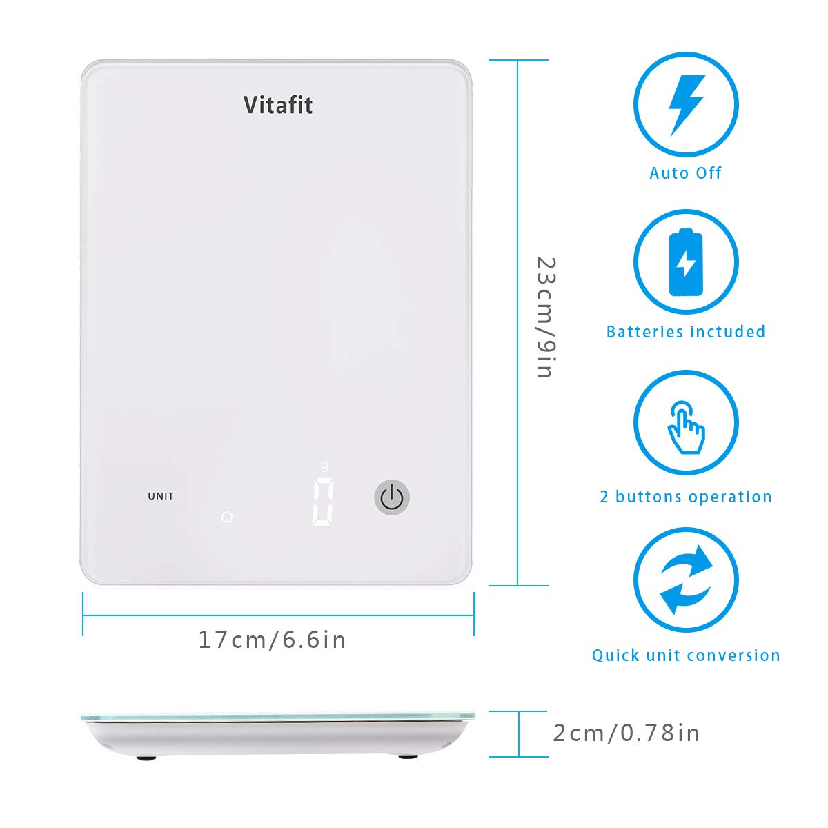 Blасk Frіdау - 50% оƒƒ Vitafit 22lbs/10kg Digital Kitchen Scale, Multifunction Food Scale with LED Screen Display,Tempered Glass Platform,Batteries Included