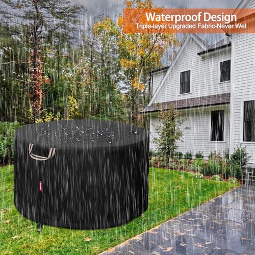 [2026 Upgraded 900D Fabric] Fire Pit Cover Round for Solo Stove Yukon, 30"D x 18"H fits 27"- 30" Fire Pit, 900D Heavy Duty Waterproof Fabric for Outdoor Camping - Black by QH.HOME - Image 5