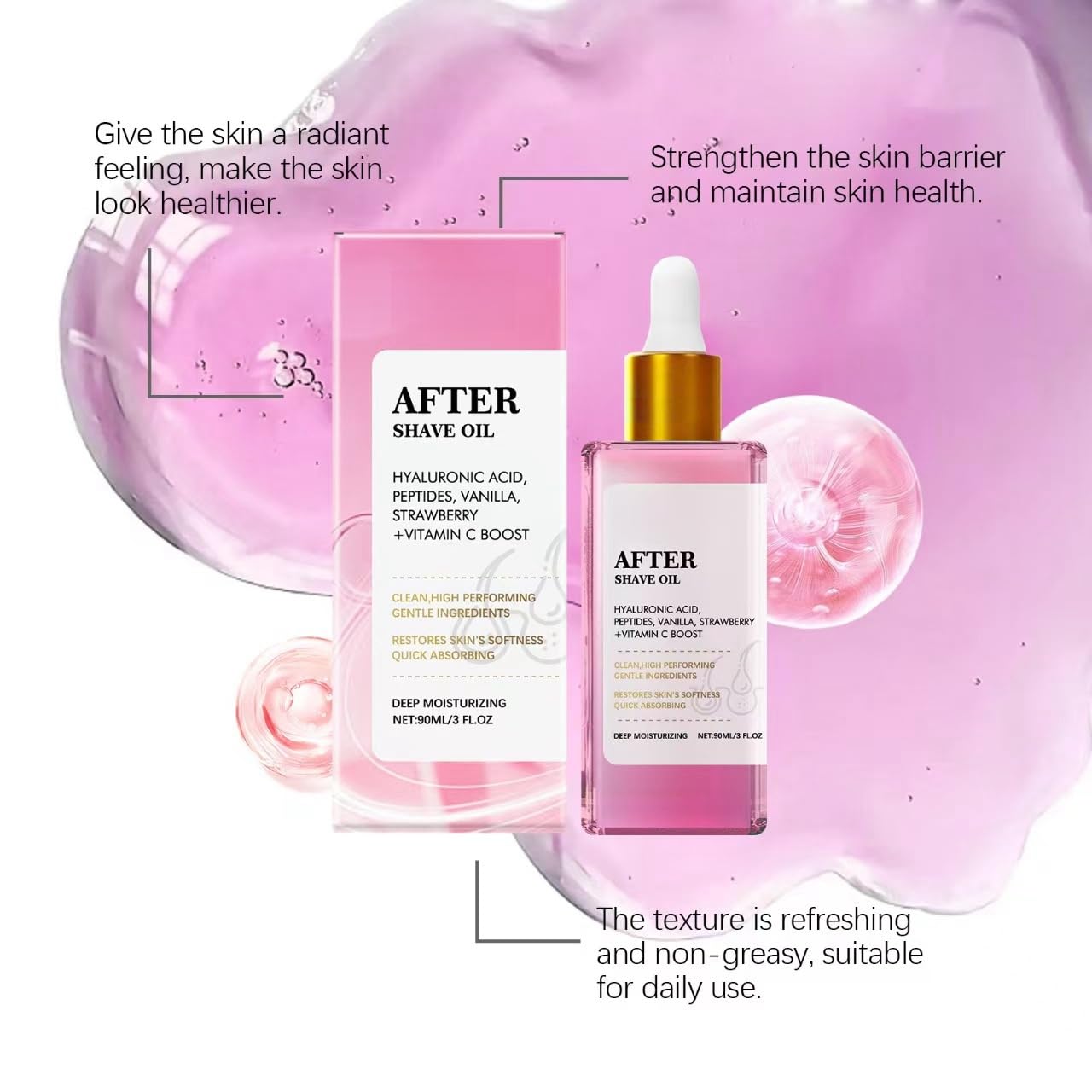 SJXYOYDS Strawberry Vanilla After Shave Oil for Women - Soft Serve After Shave Oil, After Shave Oil Strawberry, Smooth Legend After Shave Serum, Prevent Ingrown Hairs & Dryness (1pc)