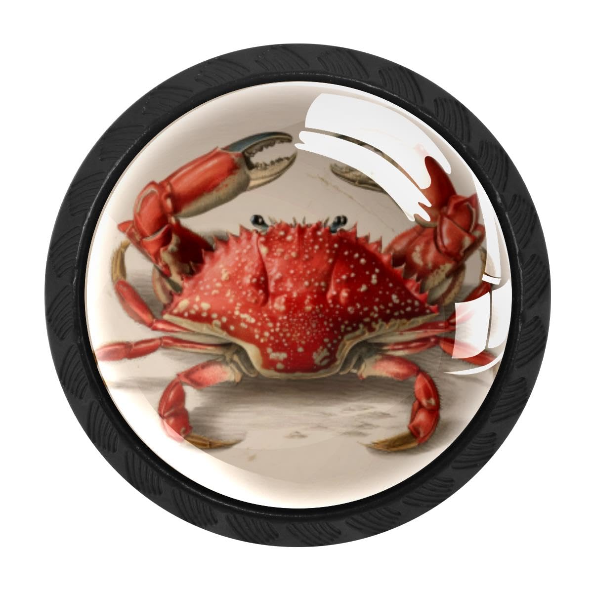 HEOEH 4 PCS Kitchen Cabinet Knobs, Red Crab Drawer Knobs Dresser Handles