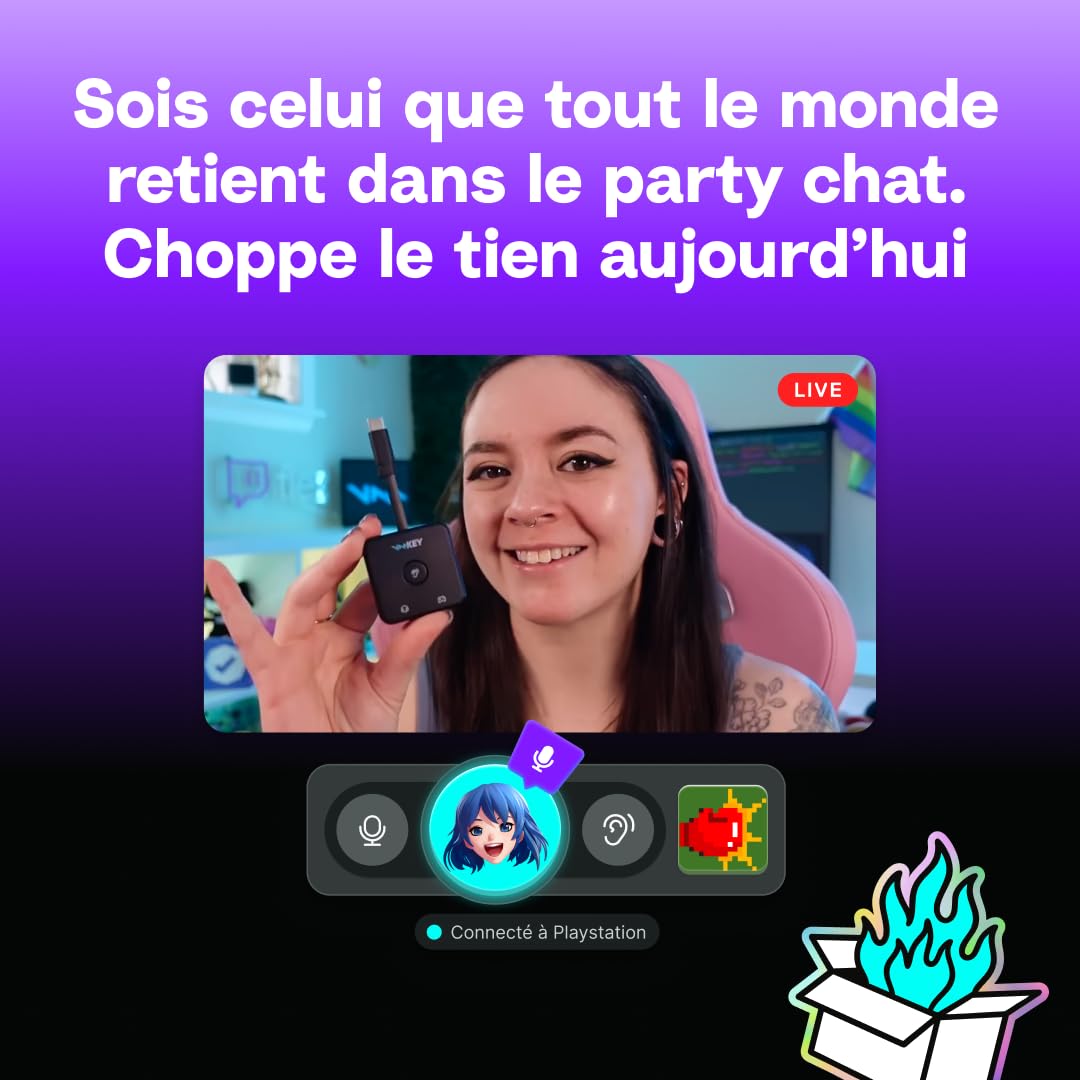 Voicemod Key - VMKey Modificateur de Voix en Temps Réel et Soundboard pour Consoles de Jeu (Compatible avec PS5, PS4, Xbox, SWITCH2)