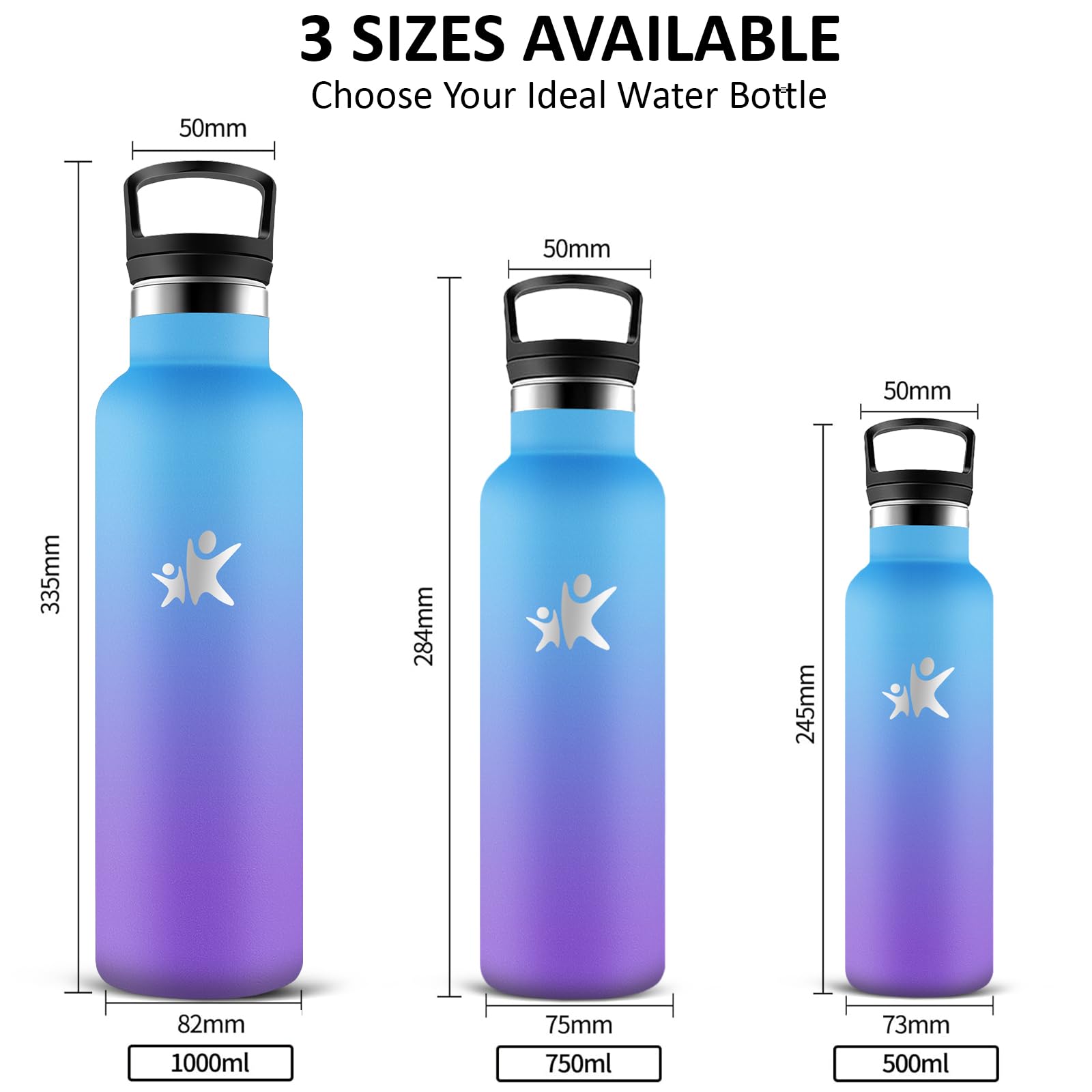 Borraccia 750 ml, Borraccia Termica Senza BPA, Borracia con Cannuccia, Senza Perdite, Bottiglia Termica, Isolato Sottovuoto, Borracce Termiche per Campeggio, Viaggio, Corsa, Fitness, Palestra