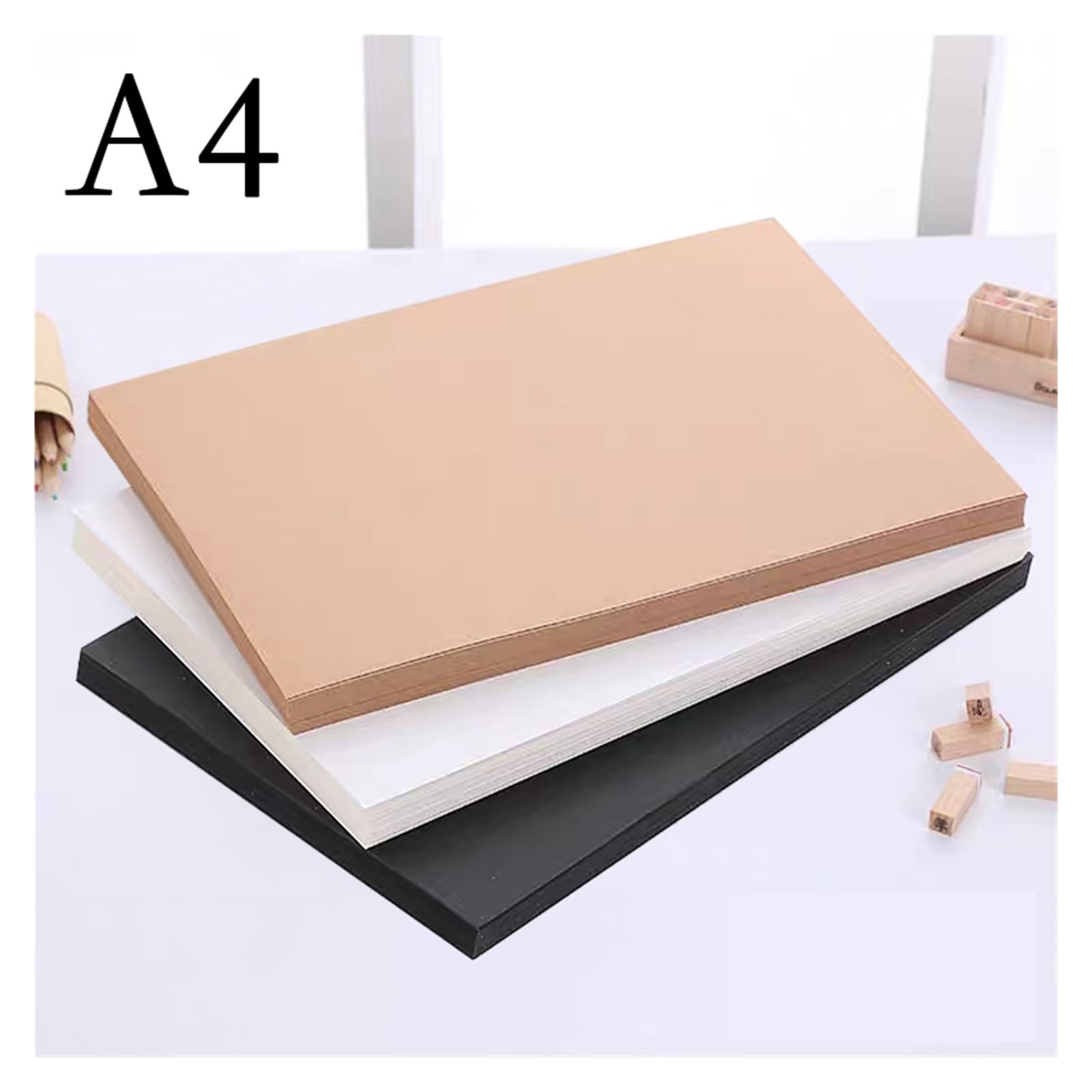 50 stücke A4 200g Karton Handgemachte Karte Papier Weiß/Schwarz/Braun Kraft for DIY Aquarell Handwerk paket Inkjet & Laser Drucker Für Drucken(Brown)