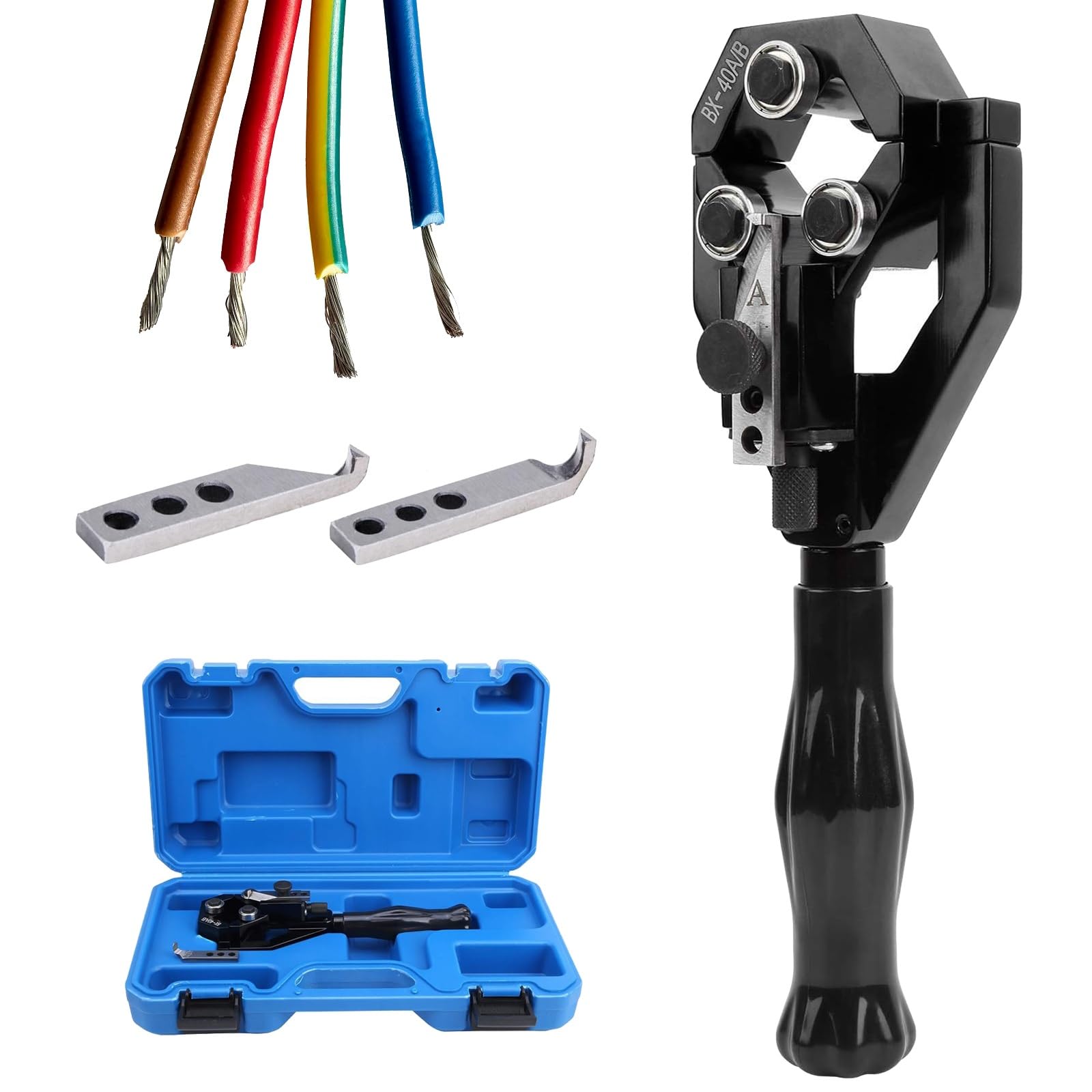 Pelacables manual, pelacables de corte giratorio con 2 cuchillas y caja de herramientas, kit de alicates de pelado de 22-40 mm para telecomunicaciones eléctricas HVAC