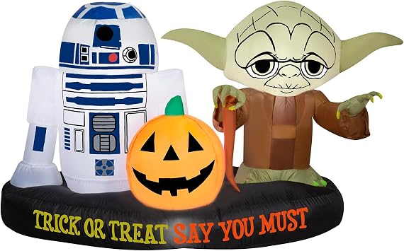 Gemmy AIRBLOWN Inflatable THE Original Blow UP Halloween Decor 6 FT Yoda and R2-D2 Halloween Inflatables Outdoor Decoration, Star Wars Blow Up with LEDs for Indoor/Outdoor Halloween Yard Decor