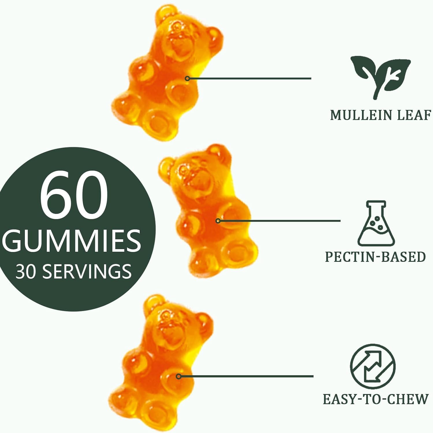 2PCS, mullein gummies, body cleansing, natural plant extracts, antioxidant, purification, non-GMO