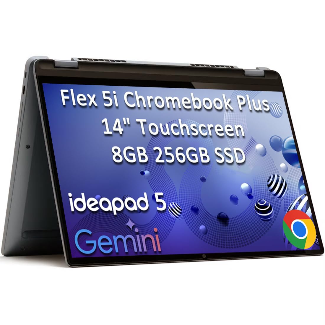 Lenovo IdeaPad 5 Flex 5i Chromebook plus 14" FHD+ 2-in-1 Touchscreen Laptop (Intel 6-Core i3-1315U, 8GB RAM, 256GB SSD) Business, Home, Students, Slim, 1080p Webcam, Backlit, Wi-Fi 6E, Chrome OS, Gray