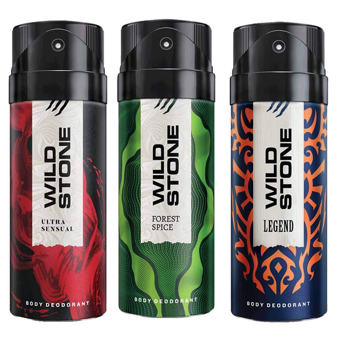 Wild Stone Legend, Ultra Sensual and Forest Spice Deodorants Body Spray for Men, Long Lasting Deo, Pack of 3 (150ml each)-image-44