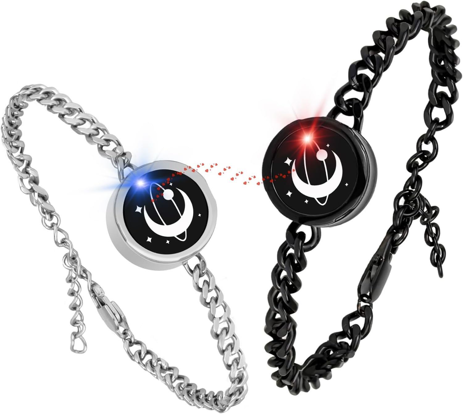 Long Distance Touch Bracelets,Couples Bracelets, Remote Smart Matching Bracelet for Couples Suitable for Long Distance Relationship Girlfriend Boyfriend Passing on Love and Miss Xmas Festivals Gifts