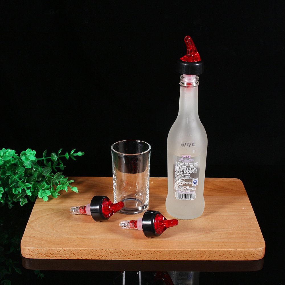 Vertedor de Botellas, 30ml Vertedor de Licor Medido, Rojo Vertedor de Botellas de Plástico, Dispensador Beber Espíritu Vino Vertedor de Cóctel Bar Herramienta(12 unidades)