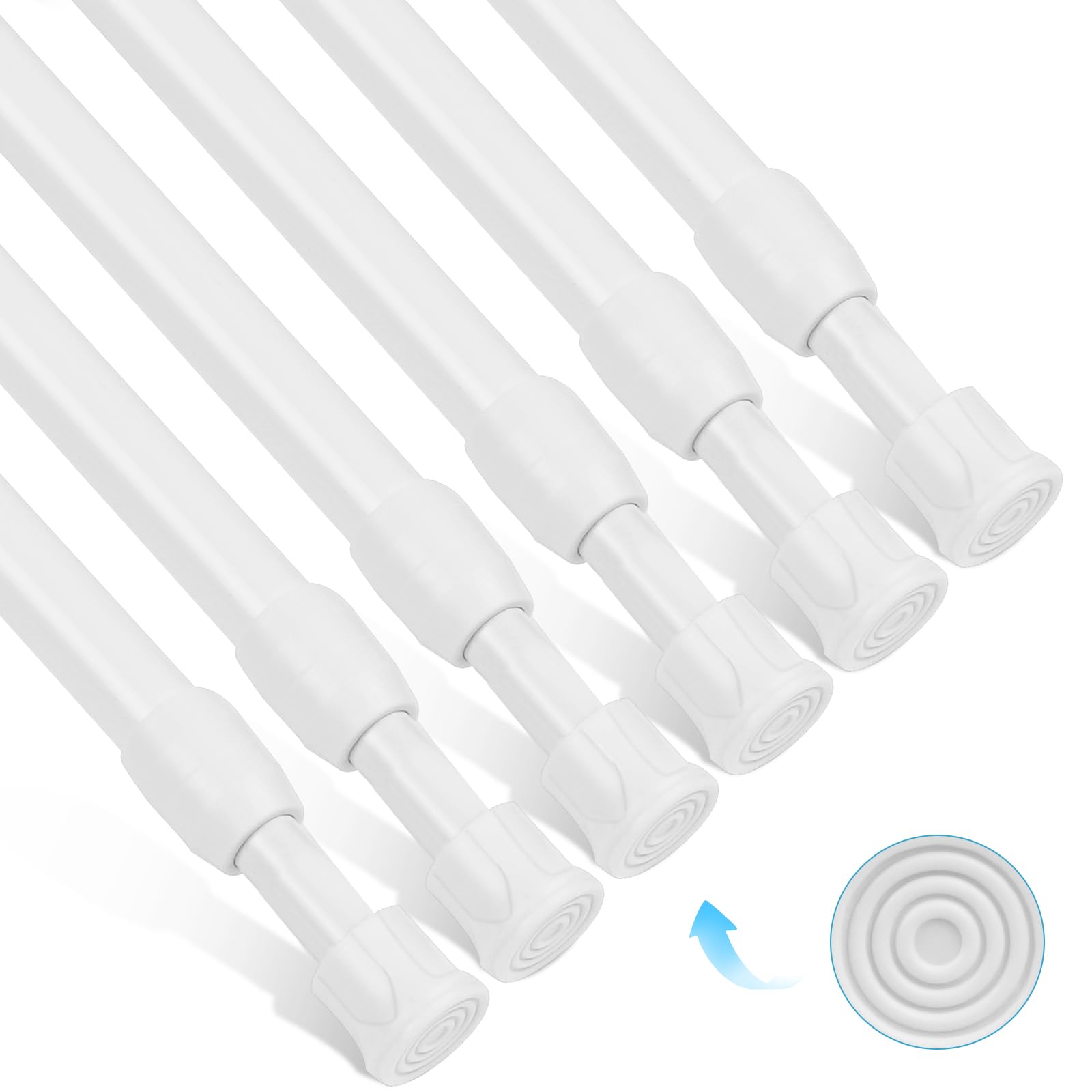 HOTUT Bastone per Tende Estensibile, Asta Tenda Telescopica Fissaggio Senza Trapano né Viti, 6 Pezzi Bastoni per Tende Lunghezza 30-50 CM, Utilizzato Come Asta per Tende/Diy Ripiano, Bianco