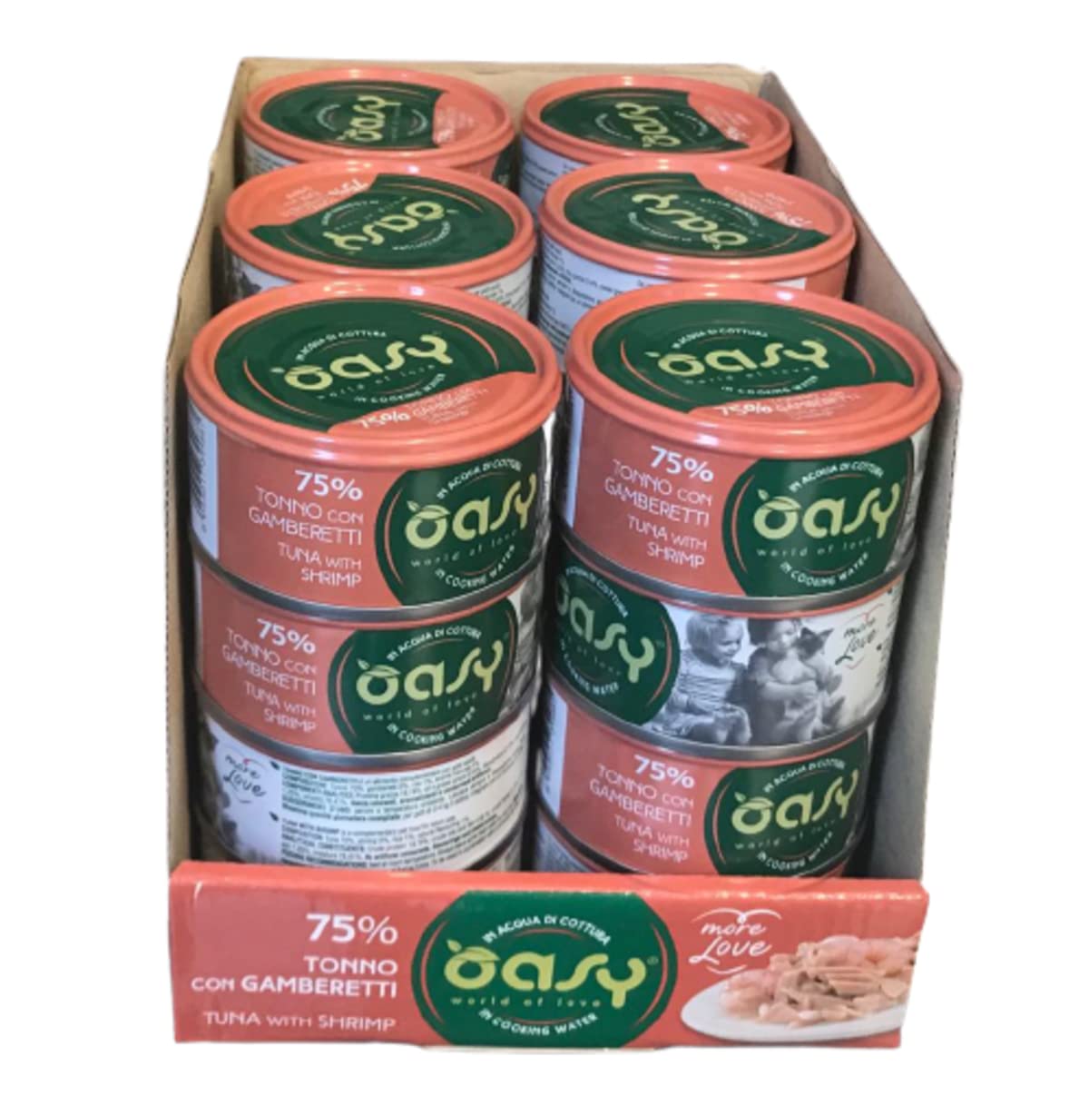 Oasy More Love naturalna mokra karma dla dorosłych kotów smak tuńczyka z krewetkami. Opakowanie 24 pudełka (1 pudełko = 70 g) formuła bezglutenowa