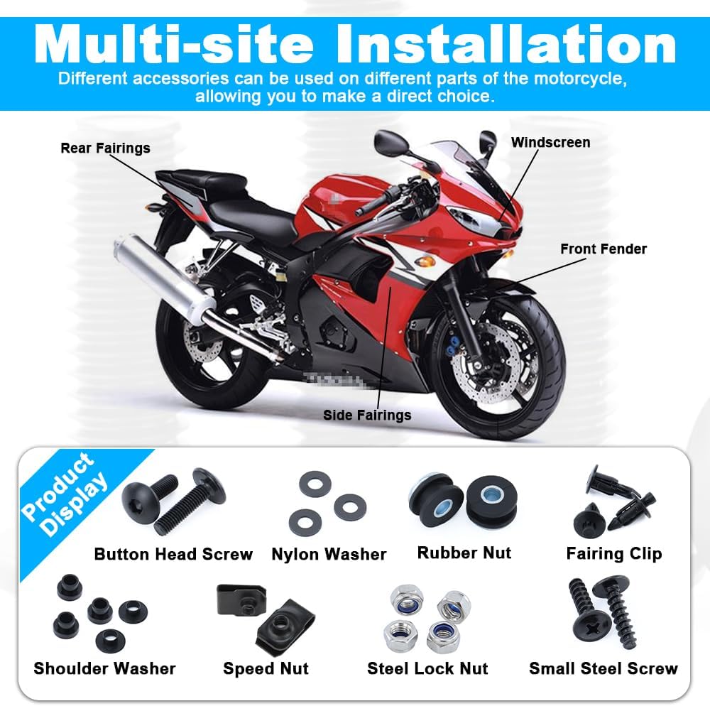 Xitomer Fairing Bolt Kit Fit for Yamaha YZF-R6 2003-2009 R6S 2006-2009 Professional Complete Matte Black Fastener Set