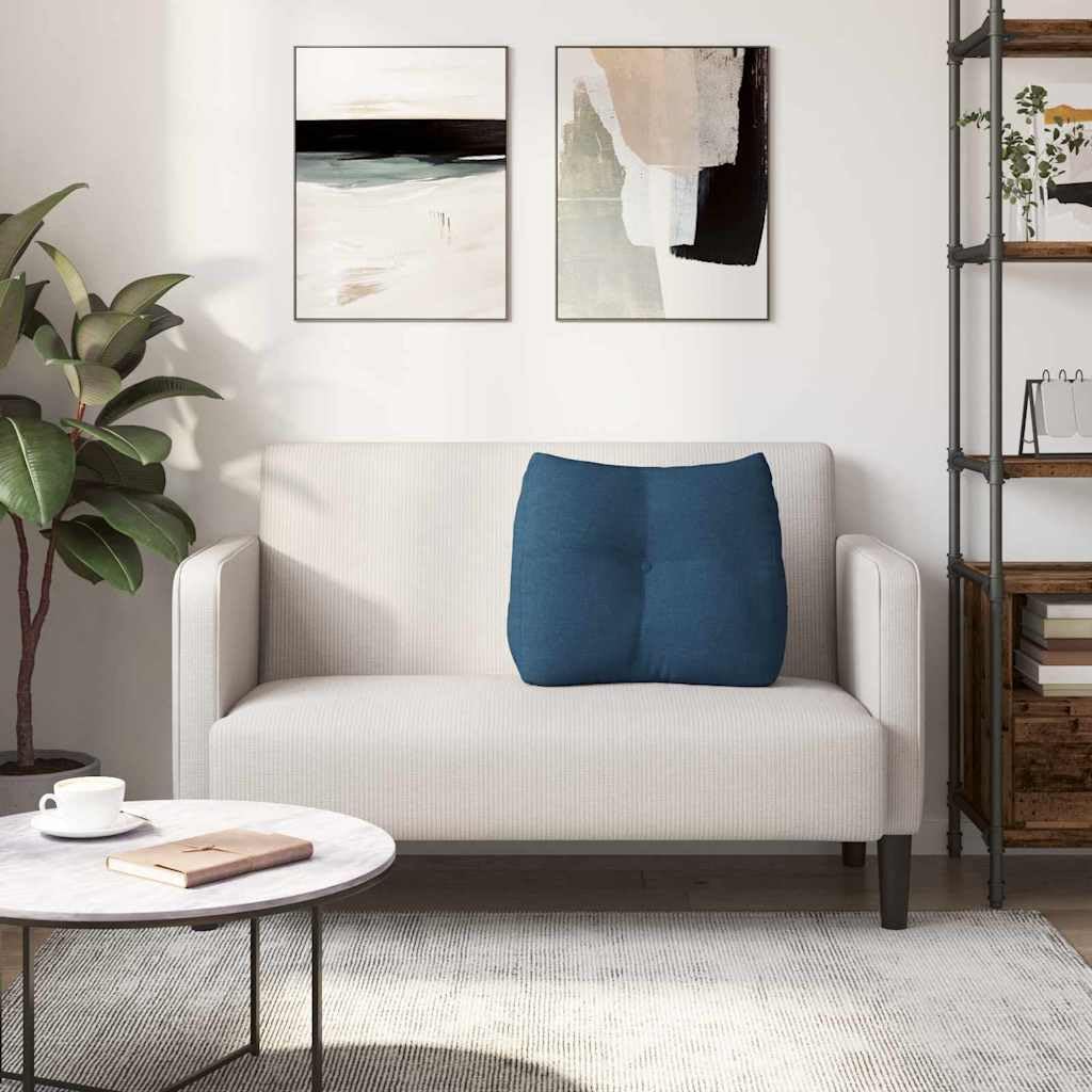 Cojín de espalda azul 60 x 24 x 50 cm de tela ergonómico ortopédico con funda extraíble transpirable para oficina, sofá, coche, cama y silla de ruedas