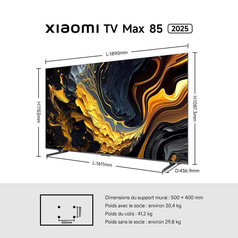 XIAOMI TV Max 85 2025, Google TV, 85 inch, QLED, 144Hz, Smart TV, Dolby Vision
