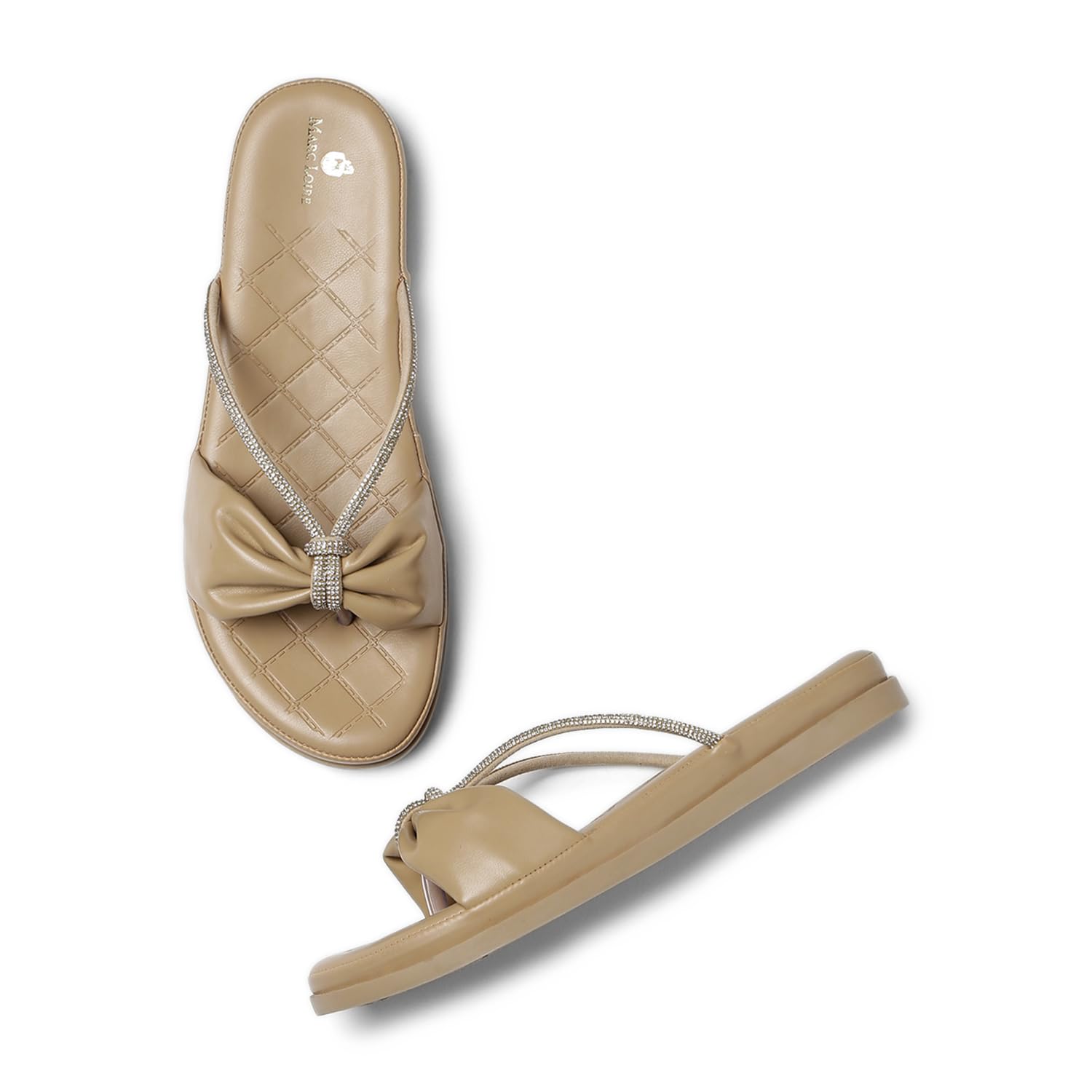 Marc Loire Womens Open Toe Embellished Flats (Beige, 4) (B0CVQMD378) Amazon Price History, Amazon Price Tracker